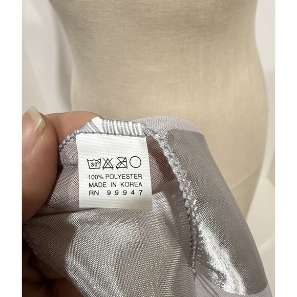 Women’s Gray Satin Silver Stripe Scarf Sheer Lightweight Wrap 60”x12.5” - Picture 12 of 14